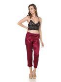 Two-piece pajamas with a lace top, black and burgundy PIZ310 - Online store - Boutique